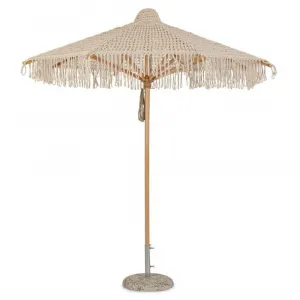 Modern Outdoor Garden Beach Umbrella with Wooden Fringe Tassels for Courtyard Hotels Parks Furniture Outdoor Learning Furniture