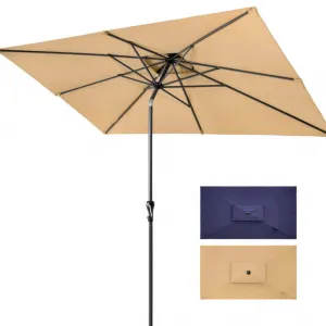 Modern Rectangular Aluminum Garden Umbrella with 25m Radii Crank Opening Waterproof Design for Outdoor Furniture Beach Use
