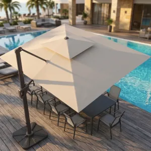Outdoor Roman Aluminum Patio Umbrella 360 Rotation UV-Resistant Outdoor Furniture Patio Sun Parasol for Dining Garden Hotel
