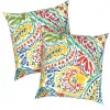 Outdoor Throw Pillows 16x16 Inch Water Repellent Set of 2 Paisley Multi Fabric Patio Furniture Home Garden
