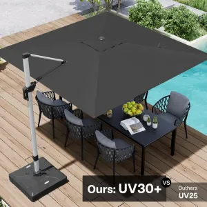 Paramondo 10FT Aluminum Outdoor Cantilever Offset Patio Umbrella 360 Rotation Hanging Shade Garden Deck Furniture Heavy Duty