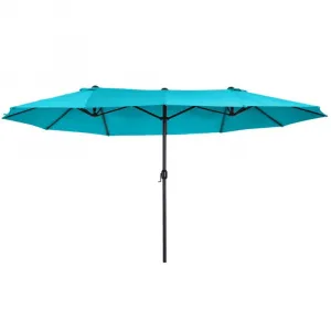 Weisen Modern Blue Garden Parasol with Aluminum Pole and Steel Base 23m Radius Waterproof Polyester Outdoor Patio Umbrella