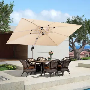 9' X 12' Aluminum Modern Patio Umbrella Outdoor Rectangle Cantilever Heavy Duty Waterproof Windproof Sun Garden Deck P