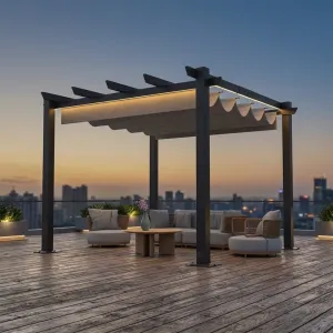 10x10 Ft New Design Outdoor Pergola Waterproof Gazebo Folding Pergola Retractable Canopy for Gardens Backyard Outdoor Furniture