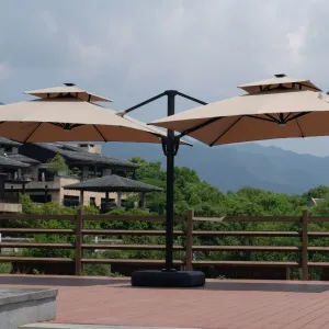 3x3M Two Heads Square Canopy High-end Aluminum Cantilever Outdoor Umbrella for Outdoor Furniture