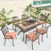 Affordable Modern Garden 7 Piece Dining Set Furniture Outdoor Patio Cast Aluminum Bbq Table and Chairs
