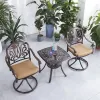 All Weather French Terrace Casting Aluminum Cafe Set Furniture Modern Patio Space Saving Dining Table Swivel Chair for 2