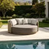 All Weather Luxury Hotel Poolside Large Circular Chaise Lounge Sunbed Outdoor Villa Garden Aluminum Frame Rope Round Daybed