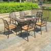 All Weather Portable Outdoor Patio Balcony Rectangle Table 6 Chairs Garden Dining Room Cast Aluminum Barbecue 7 Piece Dining Set