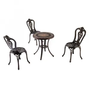Balcony Garden Dining Chair Outdoor Casting Aluminum Coffee Table 3 Piece Set for Backyard