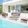Best Brown Patio Wicker Sectional Couch Loveseat Furniture Outdoor Garden Rattan Aluminum Conversation Sofa Set