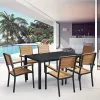 Best Modern Black 7 Piece Patio Set Restaurant Furniture Outdoor Garden Porch Cafe Aluminum 6 Seater Dining Tables and Chair