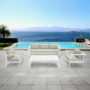 Best Modern New Garden Conversation Furniture Outdoor Patio White Aluminum Sofa Set with Coffee Table on Sale