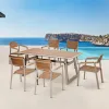 Best Modern Porch Patio Bistro 7 Piece Dining Set Furniture Outdoor Garden Aluminum Table and 6 Seater Chairs for Outside