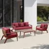 Best New Garden 4 Piece Aluminum Sectional Couch Furniture Outdoor Patio Red Rope Garden Conversation Sofa Set with Coffee Table