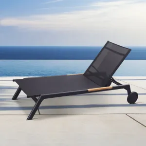 Best Sale Black Exterior Garden Beach Chaise Sunbed Chair Outdoor Patio Teak Aluminum Pool Lounge Chairs