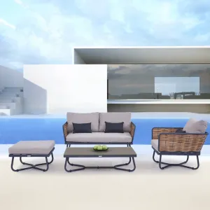 Best Sale Modern Garden Wicker Couch Sectional Loveseat Furniture Aluminum Rattan Outdoor Patio Sofa Set