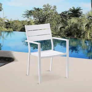 Best Sale White Modern Patio Garden Front Porch Armchairs Furniture Outdoor Aluminum Yard Cafe Dining Chair