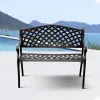 Black Modern Patio Front Porch Furniture Outdoor Park Garden Cast Aluminum 2 Seater Benches for Outside