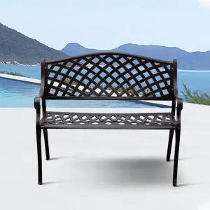 Black Modern Patio Front Porch Furniture Outdoor Park Garden Cast Aluminum 2 Seater Benches for Outside