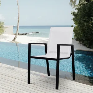 Black Stackable Leisure Modern Patio Front Porch Armchair Furniture Outdoor Garden Yard Aluminum Dining Chairs