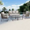 Brown Modern Comfty Outside Garden Conversation Loveseat Couch Furniture Outdoor Patio Rope Sofa Sectional Set