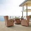 Brown Patio Cafe Furniture 4-6 Seater Chairs 5 Piece Wicker Aluminum Rattan Outdoor Garden Round Braided Dining Table Set