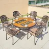 Casting Aluminum Villa Backyard Table Set Furniture Outdoor Waterproof Park BBQ Grill Round Table Charcoal 6 Person