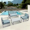 Cheap White Modern Modular Patio Conversation Couch Loveseat Furniture Outdoor Garden Aluminum Sofa Set
