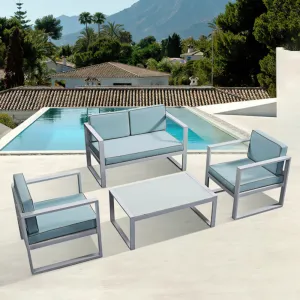 Cheap White Modern Modular Patio Conversation Couch Loveseat Furniture Outdoor Garden Aluminum Sofa Set