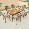 Chinese Durable Style Patio Dining Room Sets Furniture Outdoor Garden Terrace Backyard Restaurant Cast Aluminum Table 6 Chairs