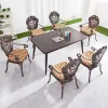 Chinese French Luxury Outside Restaurant Dining Set Balcony Backyard Bar Long Table 6 Seater Chairs with Armrest