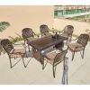 Chinese Luxury Outdoor Garden Long Tea Table Casting Aluminum Dinning Table Set 6 Chairs Dining Room Furniture