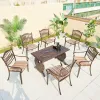 Chinese Stackable Alloy Aluminum Leisure Dining Set Patio Garden Cast Coffee Long Table with Outdoor Terrace Chairs