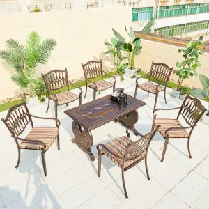 Chinese Stackable Alloy Aluminum Leisure Dining Set Patio Garden Cast Coffee Long Table with Outdoor Terrace Chairs