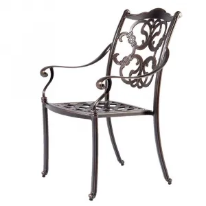 Comfortable Cheap Patio Garden Cafe Armchair Furniture Outdoor Yard Restaurant Powder Coated Cast Aluminum Dining Chair on Sale