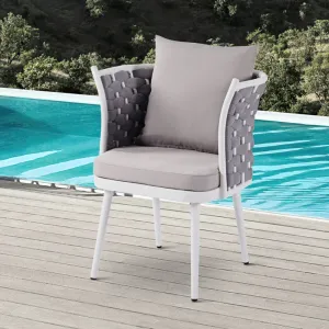Comfortable Grey Front Porch Yard Garden Aluminum Armchairs Furniture Outdoor Patio Rope Dining Chairs