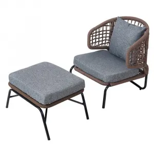 Comfortable Modern Brown Garden Front Porch Furniture Outdoor Patio Yard Aluminum Rope Leisure Lounge Chair Set on Sale