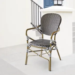 Comfortable Modern Outdoor Garden Restaurant Wicker Armchair Furniture Patio Cafe Rattan Bistro Dining Chairs