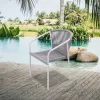 Comfty Garden Cafe Aluminum Armchairs Furniture Outdoor Patio Grey Woven Rope Dining Chair for Restaurant
