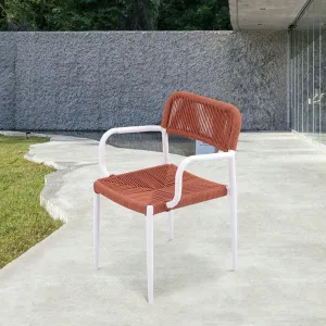 Comfty Red Patio Restaurant Aluminum Armchairs Furniture Outdoor Garden Cafe Woven Rope Dining Chairs on Sale