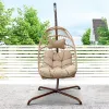Commercial Spaces Foldable Modern Balcony Patio Front Porch Wicker Furniture Outdoor Garden Rattan Swing Egg Chair with Stand