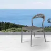 Contemporary Grey Sturdy Yard Patio Restaurant Dining Furniture Outdoor Cafe Garden Aluminum Rope Chairs