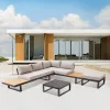Contemporary L Shape Modern Patio Sectional Corner Setting Furniture Outdoor Garden Aluminum Lounge Couch Sofa Set on Sale
