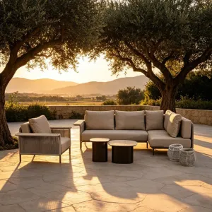 Contemporary Luxury Modular Hotel Backyard Terrace Villa Garden Aluminum Frame Outdoor Woven Rope L Shape Sectional Sofa Set