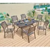Durable Cast Aluminum Conference Dining Long Table Portable Outdoor Restaurant Patio Dinning Set with 6 Chairs