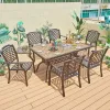 Durable Restaurant Casting Rectangular Table Furniture Outdoor Events Aluminum Dining Table and Chair Set for 6