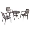 Durable Waterproof Restaurant 3 Chairs European Outdoor Backyard Casting Aluminum Coffee Round Dining Set