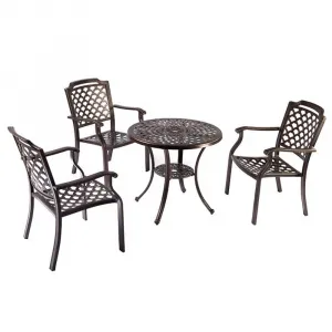 Durable Waterproof Restaurant 3 Chairs European Outdoor Backyard Casting Aluminum Coffee Round Dining Set