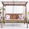 Durable 3 Seater Garden Patio Furniture Outdoor Patio Front Porch Cast Aluminum Swing Hanging Chair with Canopy